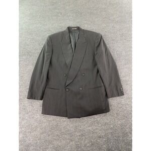 Giorgio Armani Suit Jacket 44 L Black Wool Striped Luxury Double Breast Italy